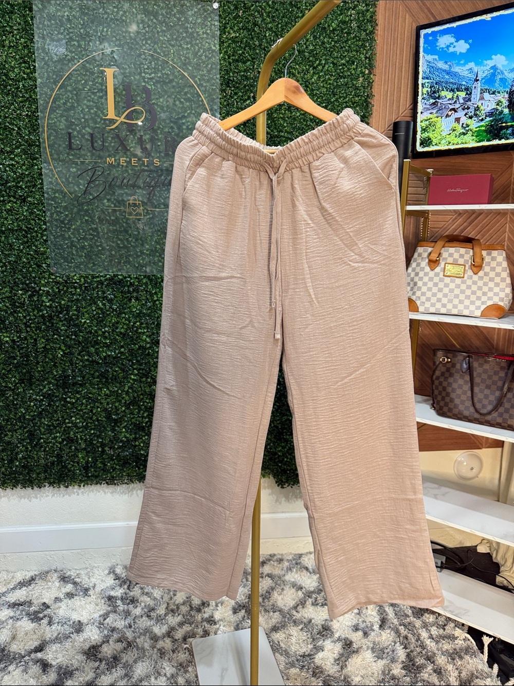 Zenana Taupe Wide Leg Pants - Picture 2 of 3